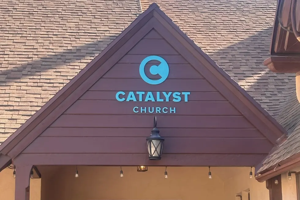 Catalyst Church exterior painting in Santa Paula CA with brown siding and updated signage on commercial building
